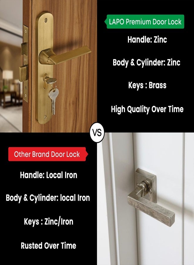 LAPO Mortise Door Lock Set - Heavy Duty Main Door Lock with Keys, 60mm Cylinder, 45x45 mm Lockbody, Handle Lock for Home, Office, Bedroom, Hotel (Antique Finish, 3 Years Warranty) Cy-156 - Image 4